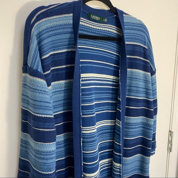 Lauren Ralph Lauren Blue Striped Cardigan - Picture 2 of 11